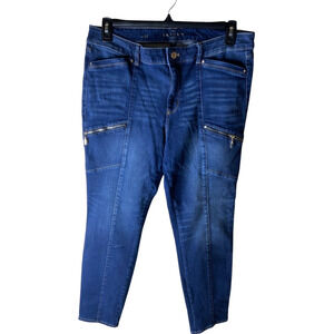 White House Black Market Jeans Womens Size 14 The Skinny Ankle Stretch BlueDenim